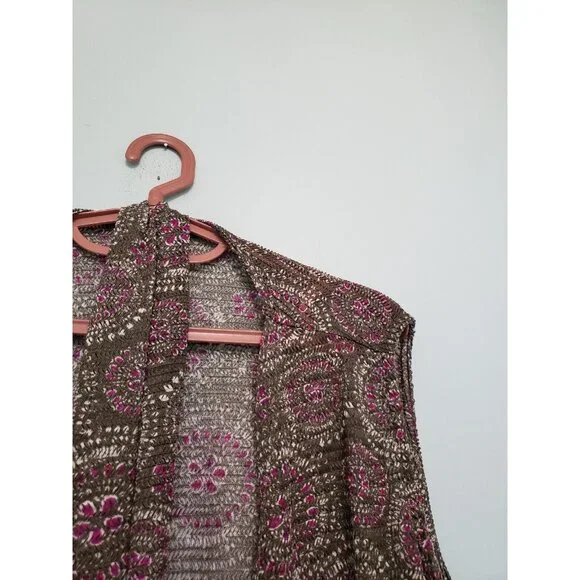 Cato C Est 1946 Womens Plus 18/20W Duster Cardigan Sleeveless Boho Green Floral - Picture 5 of 5